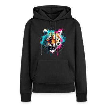 Tigre - Sweat à capuche Premium bio Femme - noir - Devant - Julia (174cm)