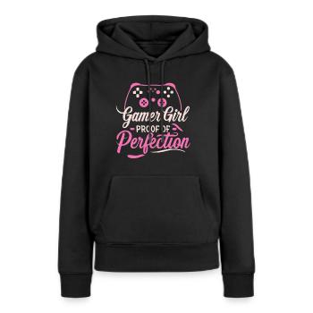 gamer girl Proof of Perfection - Women’s Premium Organic Hoodie - black - Front - Julia (174cm)