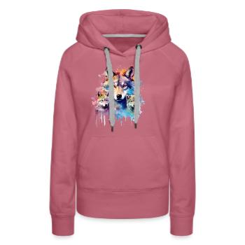 wolf family, gray wolf, cub - Women’s Premium Organic Hoodie - mauve - Front - Isabella (175cm)