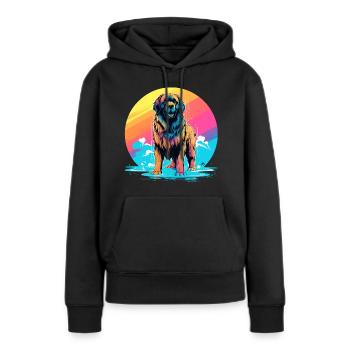 stehender Leonberger Hund Regenbogenfarbe - Frauen Premium Bio Hoodie - Schwarz - Vorne - Julia (174cm)