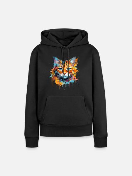 Ginger Cat, Langhaarkatze - Frauen Premium Bio Hoodie - Schwarz