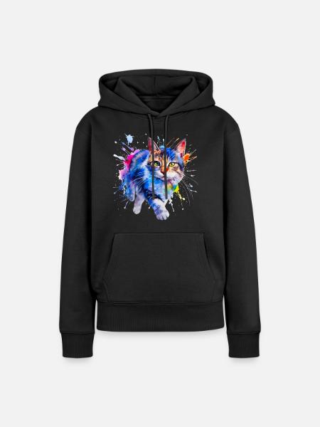 Katze, Kätzchen - Frauen Premium Bio Hoodie - Schwarz