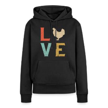 Ich liebe Hühner - Frauen Premium Bio Hoodie - Schwarz - Vorne - Julia (174cm)