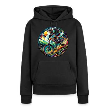 Psychedelic Spin MTB - Women’s Premium Organic Hoodie - black - Front - Julia (174cm)
