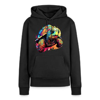 Éclaboussures colorées de tortue d’éclaboussures de peinture - Sweat à capuche Premium bio Femme - noir - Devant - Julia (174cm)