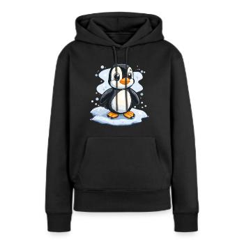 Mignon pingouin banquise enfant cadeau pour bébé - Sweat à capuche Premium bio Femme - noir - Devant - Julia (174cm)