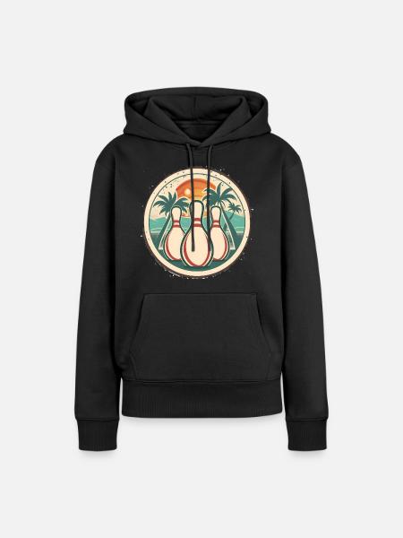 Bowling Grafik - Frauen Premium Bio Hoodie - Schwarz