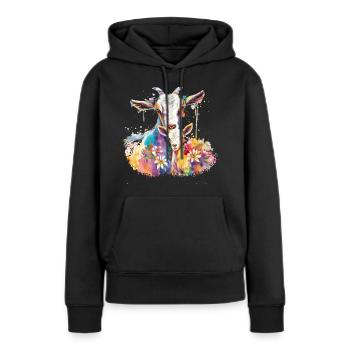 Ziege mit ihrem Kalb - Frauen Premium Bio Hoodie - Schwarz - Vorne - Julia (174cm)