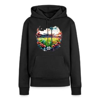 Stade de football vide avec des fleurs Fussball Stadion - Sweat à capuche Premium bio Femme - noir - Devant - Julia (174cm)