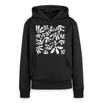 Abstrait Corail L Blanc - Sweat à capuche Premium bio Femme - noir - Devant - Julia (174cm)