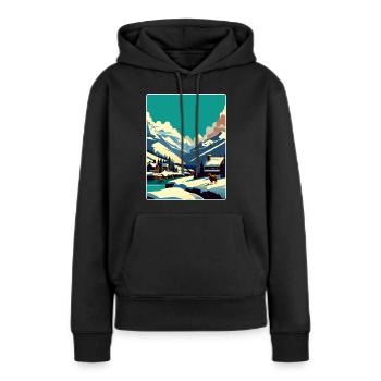Verbier Ski Resort Mountain Switzerland Travel WPA - Frauen Premium Bio Hoodie - Schwarz - Vorne - Julia (174cm)