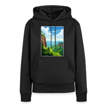 Montagnes de grès de l’Elbe Allemagne Affiche de voyage WPA - Sweat à capuche Premium bio Femme - noir - Devant - Julia (174cm)