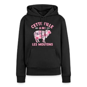 Cette Fille Aime Les moutons - Sweat à capuche Premium bio Femme - noir - Devant - Julia (174cm)