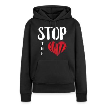Pas de haine Aversion Stop Haine Anti Haine - Sweat à capuche Premium bio Femme - noir - Devant - Julia (174cm)