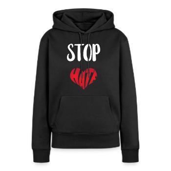 No Hate Dislike Stop Hate Anti Hate - Women’s Premium Organic Hoodie - black - Front - Julia (174cm)