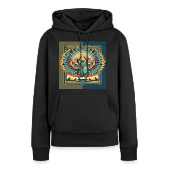 KHEPRI Dieu du Soleil Levant - Sweat à capuche Premium bio Femme - noir - Devant - Julia (174cm)