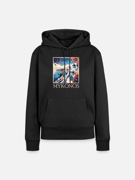 Mykonos - Frauen Premium Bio Hoodie - Schwarz