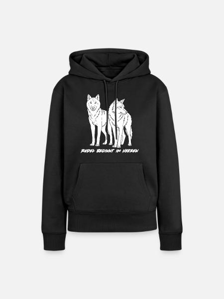 RUDEL BEGINNT IM HERZEN - Frauen Premium Bio Hoodie - Schwarz