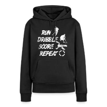 Courir, dribbler, marquer, répéter - Sweat à capuche Premium bio Femme - noir - Devant - Julia (174cm)