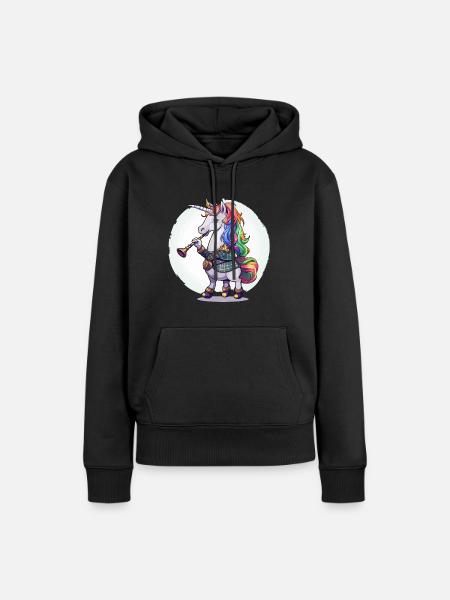 Buntes Einhorn mit Trompete - Frauen Premium Bio Hoodie - Schwarz