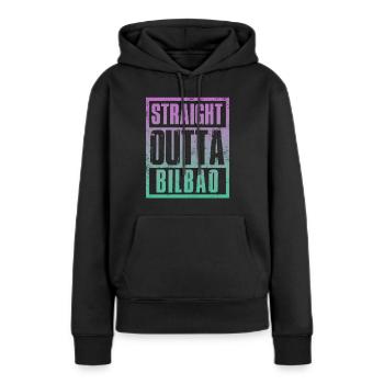Directement sorti de Bilbao - Sweat à capuche Premium bio Femme - noir - Devant - Julia (174cm)
