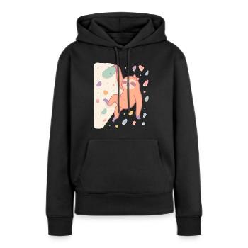 Boulder-Faultier für Frauen und Kletterfans - Frauen Premium Bio Hoodie - Schwarz - Vorne - Julia (174cm)