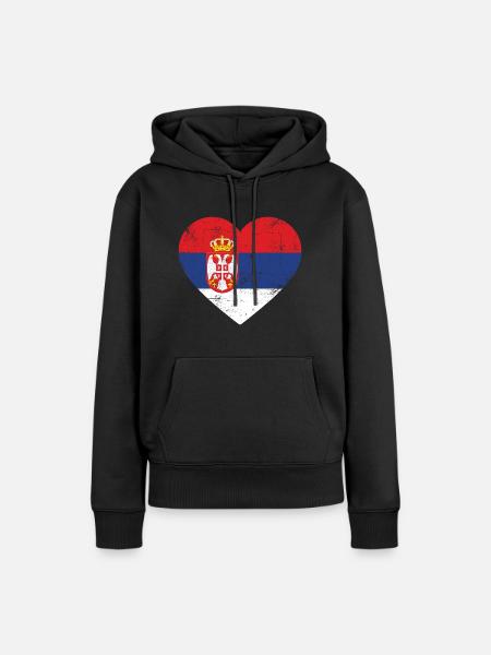 Serbien Herz - Frauen Premium Bio Hoodie - Schwarz