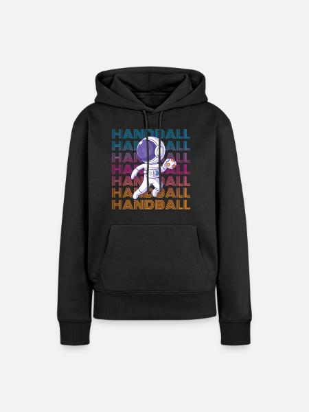 Handball Astronaut - Frauen Premium Bio Hoodie - Schwarz