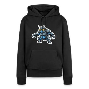 Guerrier_Bionique_Steampunk_Armure_Acier_Bleu - Frauen Premium Bio Hoodie - Schwarz - Vorne - Julia (174cm)