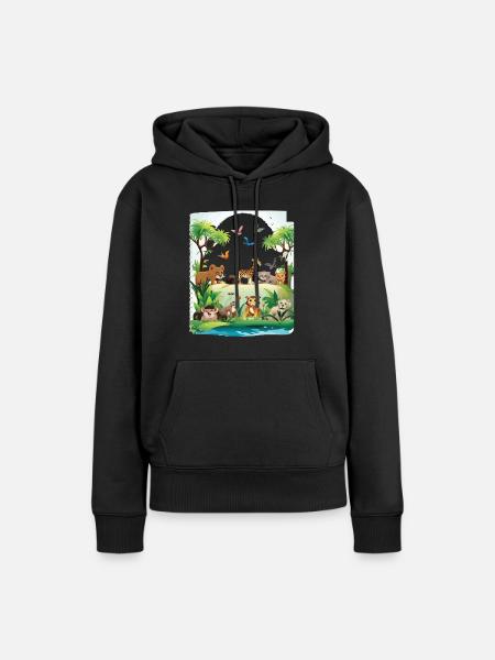 Tierwelt Jungle Parade - Frauen Premium Bio Hoodie - Schwarz