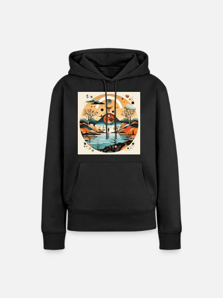 Kreislandschaft der Augen - Frauen Premium Bio Hoodie - Schwarz