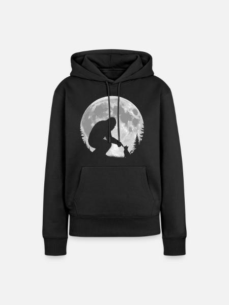 Bigfoot, Katze, Mond, Vollmond, Kätzchen - Frauen Premium Bio Hoodie - Schwarz
