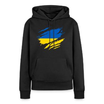 Ukraine Drapeau Ukrainien Ukrainienne - Sweat à capuche Premium bio Femme - noir - Devant - Julia (174cm)