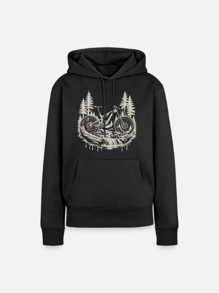 Mountainbike MTB Enduro Trail Geschenk - Frauen Premium Bio Hoodie - Schwarz
