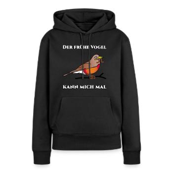 Le lève-tôt - Sweat à capuche Premium bio Femme - noir - Devant - Julia (174cm)