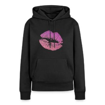 Glitzer Lippen - Frauen Premium Bio Hoodie - Schwarz - Vorne - Julia (174cm)