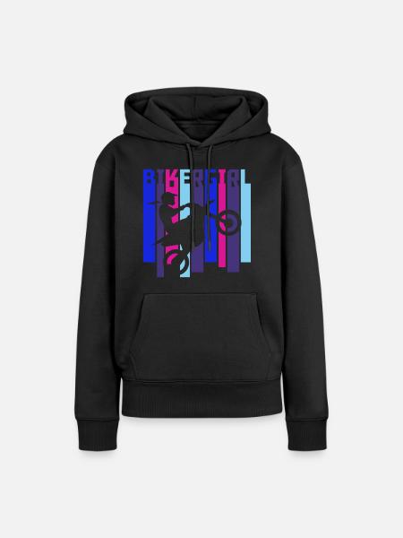 Bikergirl Wheelie Biker-Girl Motocross Biker Girl - Frauen Premium Bio Hoodie - Schwarz