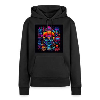 Personne néon - Sweat à capuche Premium bio Femme - noir - Devant - Julia (174cm)