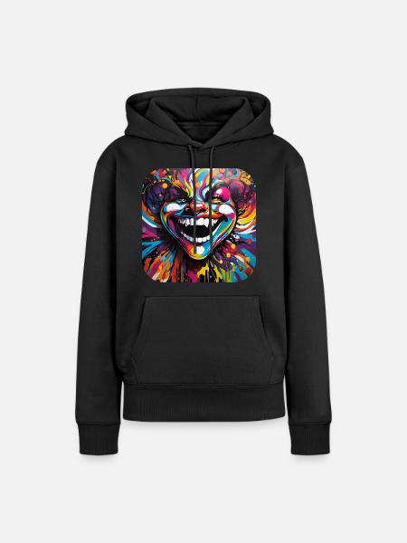 Verrückter Narr - Frauen Premium Bio Hoodie - Schwarz