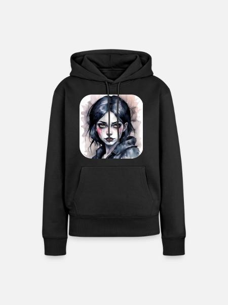 Cooles Gothic Punk Girl - Frauen Premium Bio Hoodie - Schwarz