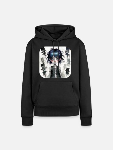Cooles Gothic Punk Girl - Frauen Premium Bio Hoodie - Schwarz