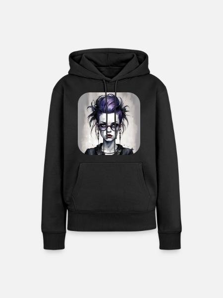 Cooles Gothic Punk Girl - Frauen Premium Bio Hoodie - Schwarz
