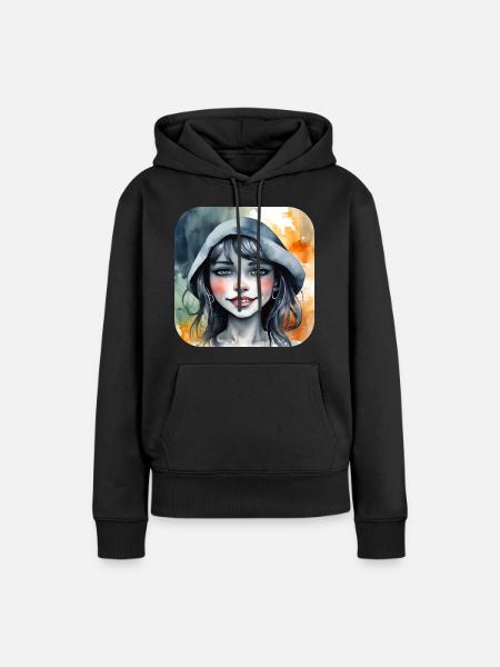 Moin Moin Mädchen - Frauen Premium Bio Hoodie - Schwarz