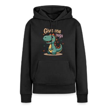 Dino Donne-moi un câlin - Dinosaure mignon - Sweat à capuche Premium bio Femme - noir - Devant - Julia (174cm)