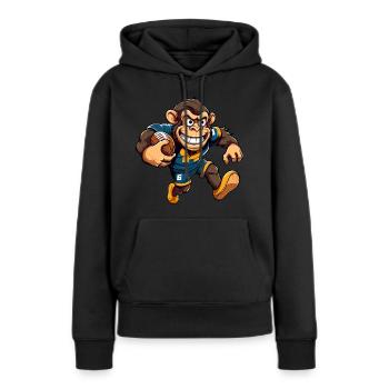 Singe de rugby - Sweat à capuche Premium bio Femme - noir - Devant - Julia (174cm)