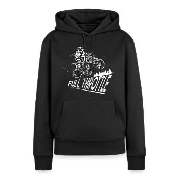 Quad Dirt Biker full throttle plein gaz - Sweat à capuche Premium bio Femme - noir - Devant - Julia (174cm)
