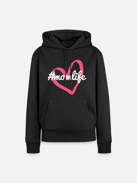 #MOMLIFE Mama Design Mutterherz Mutterlieb - Frauen Premium Bio Hoodie - Schwarz