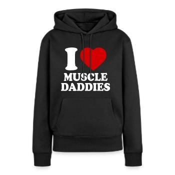 I love muscle daddies - Frauen Premium Bio Hoodie - Schwarz - Vorne - Julia (174cm)
