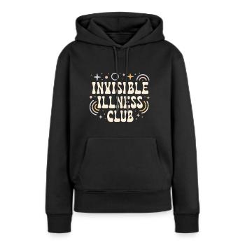 Maladie handicap invisible club - Sweat à capuche Premium bio Femme - noir - Devant - Julia (174cm)
