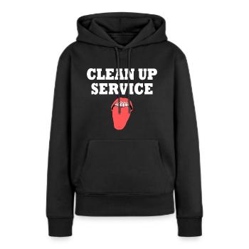 clean up service - Frauen Premium Bio Hoodie - Schwarz - Vorne - Julia (174cm)